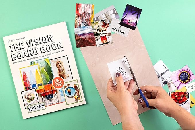 Free Period Press Vision Board Book, 700+ Words & Images in All Categories, for Visualizing Your Life Goals & Dreams, Playful, Stylish Pictures for Collage Making & Scrapbooking (Adult)