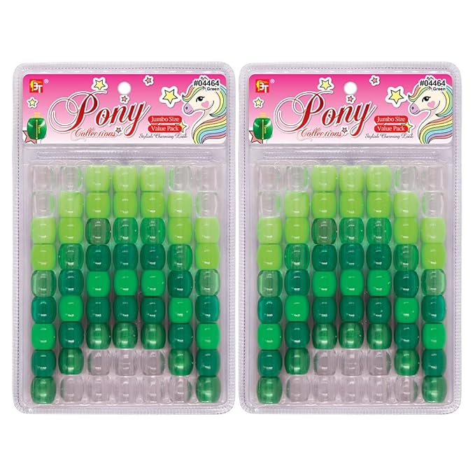 Beauty Town 126-Pcs Jumbo Beads Jewelry Making Kit for Hair Braiding DIY Bracelets and Crafts (15x9mm Drum Shape) (Pearl Green)