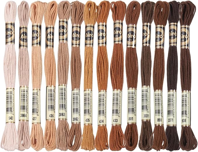 PATIKIL 14 Skeins Embroidery Floss, Polyester Embroidery Threads Bracelets String for Cross-Stitch Hand Embroidery, Multicolored Red Brown