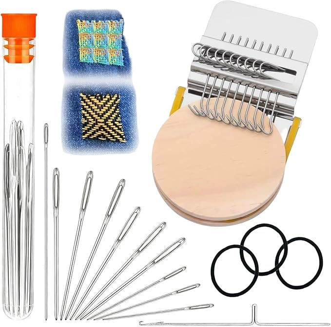 PatchMaker 2.0 Kit, Patch Maker Loom Knitting Kit for Beginners, Knitpatch Weaving Tool Set for Quickly Sewing Repair, Sewing Craft Supplies (14 Hooks)