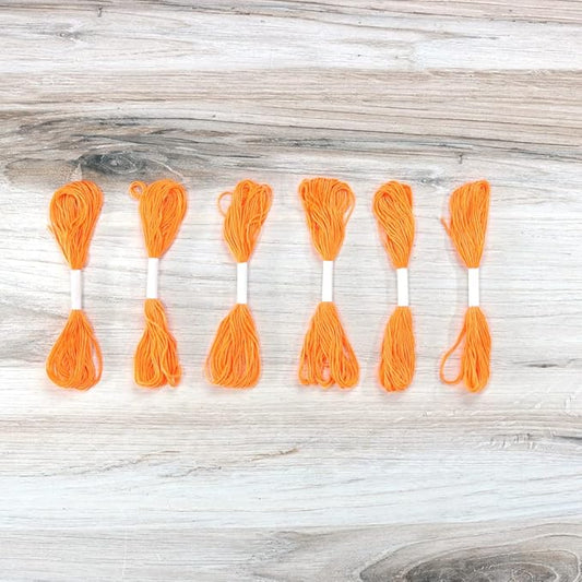 embroidery floss pack – 6 skeins, 8.7 yards each – fluorescent orange embroidery floss for needlework, diy bracelets, crafting, weaving