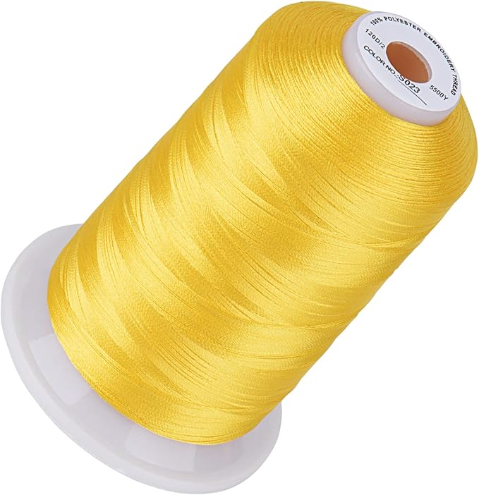 Simthread 5500Yds Embroidery Thread, 5000M High-Yardage 40WT 100% Polyester Thread – 170+ Vivid Colors, High-Speed Rated – Compatible with Brother, Singer, Janome & More - Sun Flower S023