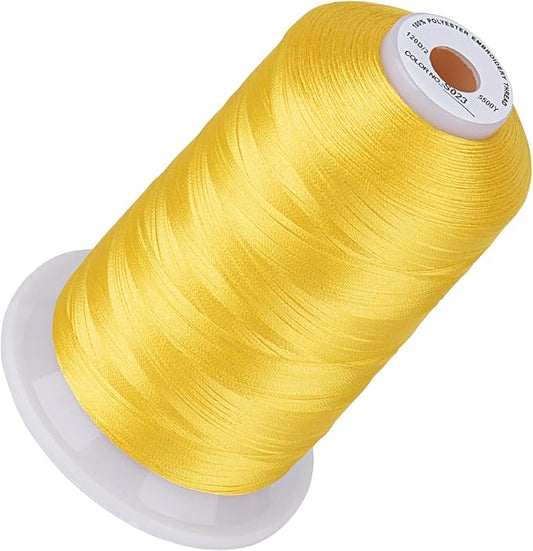 Simthread 5500Yds Embroidery Thread, 5000M High-Yardage 40WT 100% Polyester Thread – 170+ Vivid Colors, High-Speed Rated – Compatible with Brother, Singer, Janome & More - Sun Flower S023