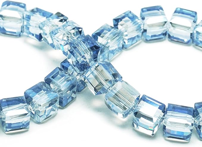 10mm Sparkle Cube Crystal Beads for Jewelry Making - Faceted Spacer Beads for Bracelets(57-60pcs, Blue Gray)