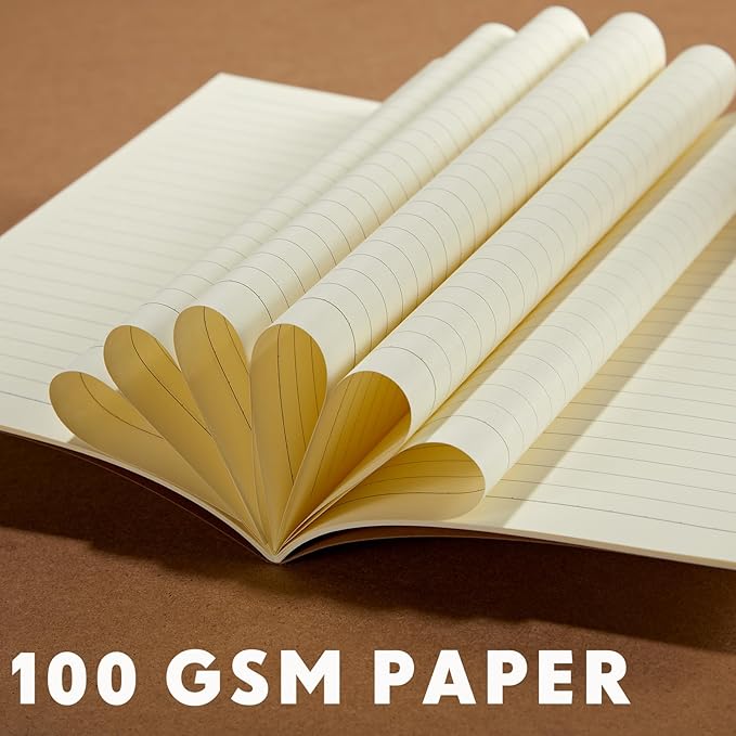 mimorou 100 pcs journals notebooks bulk - kraft softcover a5 small notebooks 5.5 inch x 8.3 inch notepads with 60 page 30 sheet for writing sketch travel office supplies(dark brown,lined)