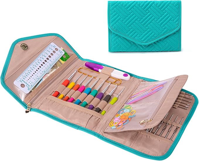 Crochet Hook Case - Foldable Organizer for Knitting & Crochet Supplies - Knitting Accessories