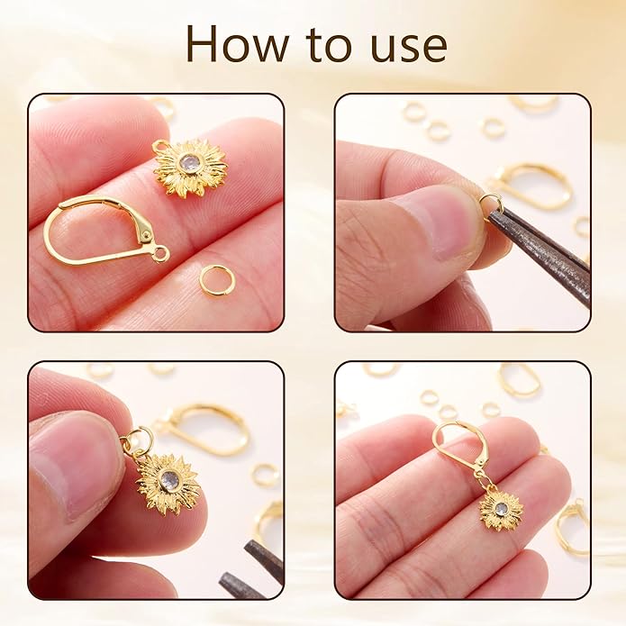 925 sterling silver leverback french hooks - hypoallergenic earring backs with jump rings set - dangle hooks sterling silver findings supplies for jewelry making