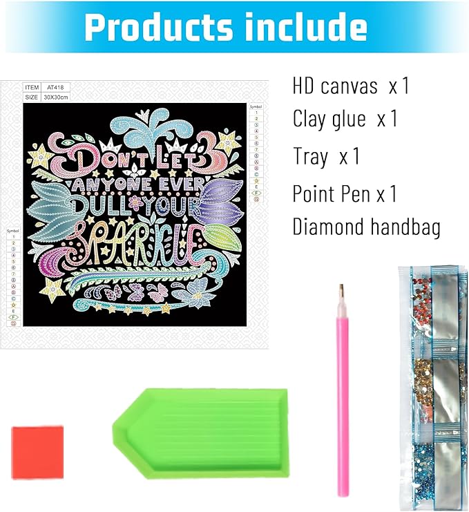 LazyFold Diamond Art Painting Kits for Adults, 5D WordsSpecial Shape Diamond Art Kits for Beginners, Crystal Rhinestones Diamond Art Painting for Home Wall Decoration Gift 12×12inch