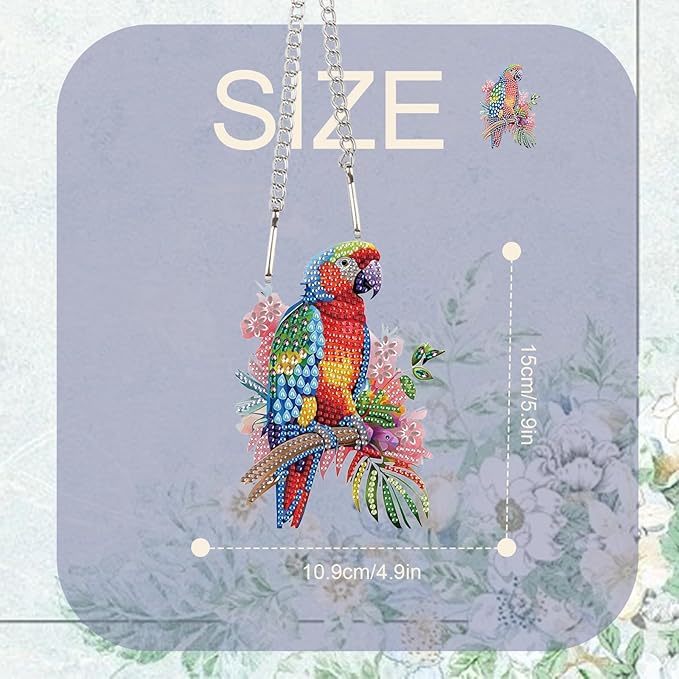 TDFERAN Diamond Painting Pendant DIY Colorful Parrot Diamond Art Decoration Kit Adult Crafts Gem Art Pendant Wall Home Window Decoration Adult Digital Painting Crafts