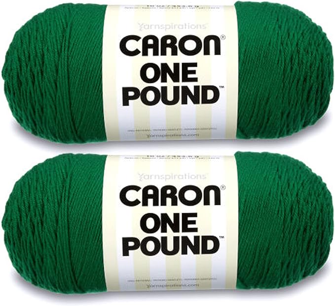 Caron One Pound Kelly Green Yarn - 2 Pack of 454g/16oz - Acrylic - 4 Medium (Worsted) - 812 Yards - Knitting/Crochet
