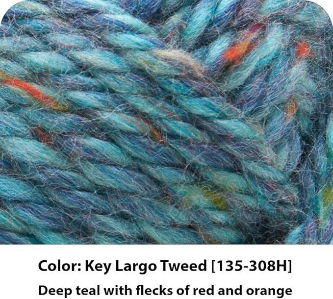 Lion Brand Yarn Hometown Yarn, Super-Bulky Yarn for Knitting, Crocheting, and Crafting, 1 Pack, Key Largo Tweed