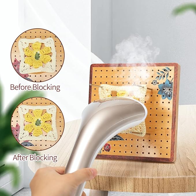 7.8”Crochet Blocking Board - Upgraded Style with 4 Tension Rods and 20 Pegs – Blocking Boards for Crochet Projects, Ideal for Granny Square Card Deck Users(Crimson)