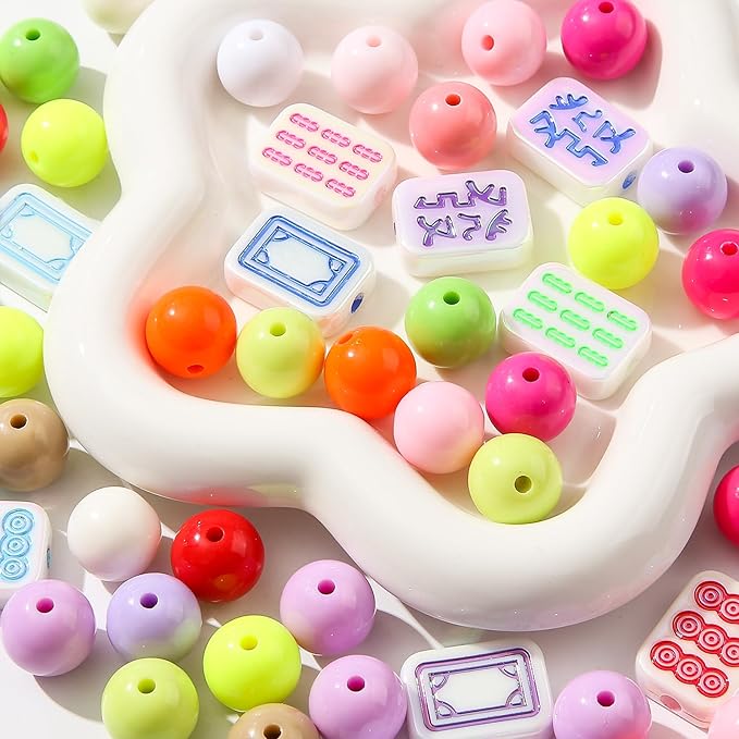 16mm Acrylic Color Beads Chunk Bubblegum Beads Beads for Pens,Mahjong Beads,Jumbo Plastic Beads for Necklace Jewelry Bracelets DIY Crafts Making (Color)