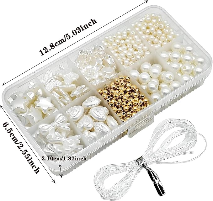 SXDLCX 300pcs Necklace Bracelet Making Kit, Pearl Bracelet Beads, Suitable for Jewellery Making Kits DIY Bracelets, Earrings, Necklaces