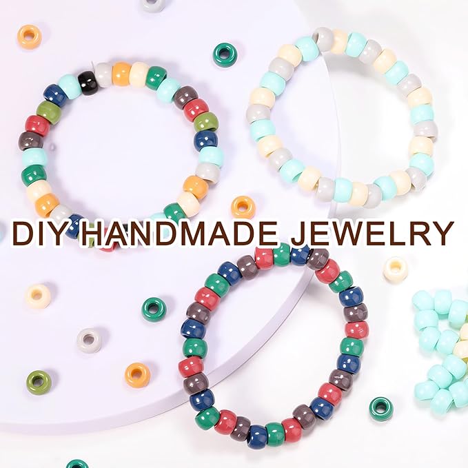 8000 pcs pony beads for bracelet multi-colored making beads bulk for hair braiding diy crafts kandi jewelry key chains and ornaments decorations,10 assorted colors,boxed (earth tone, 6 * 9)