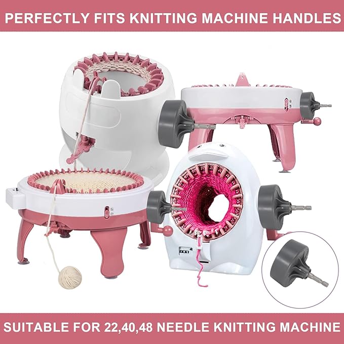 Knitting Machine Adapter, Quick Knit Replaceable Crochet Machine Adapter with Hex Bit Power Screwdriver, Compatible with 22/40/48 Knitting Machines Universal Accessories, Beginners DIY Hats, Socks