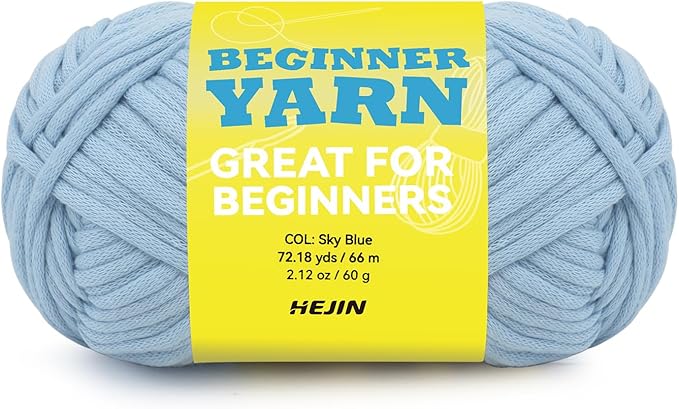 60g Blue Yarn for Crocheting and Knitting;66m (72yds) Cotton Yarn for Beginners with Easy-to-See Stitches;Worsted-Weight Medium #4;Cotton-Nylon Blend Yarn for Beginners Crochet Kit Making