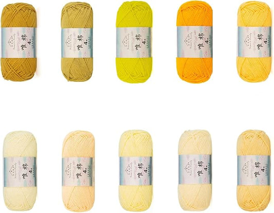 Susan’s Family 4‑Ply Yarn Combo 10 Packs – 60% Cotton 40% Acrylic Yarn for Knitting & Crochet, DIY Scarf & Blanket Pattern & Video Tutorials, Handmade Gift - Color Master (08#Jade Loquat)