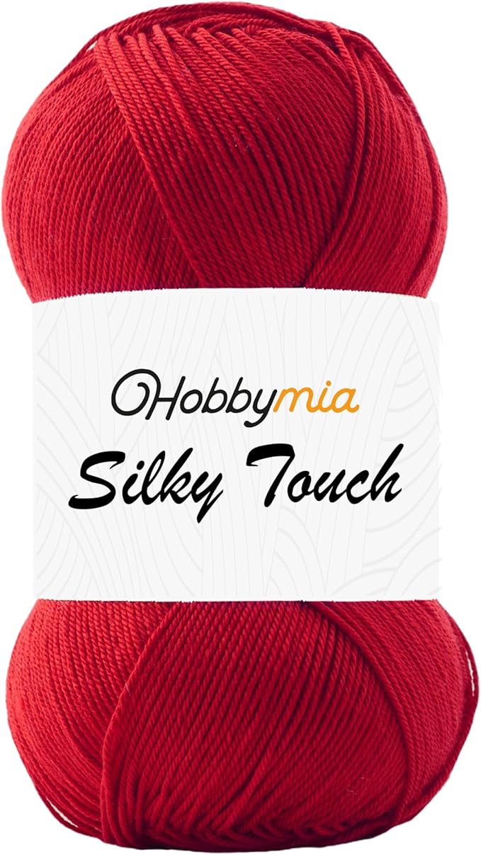Silky Touch Acrylic Yarn - Soft Sport Weight Yarn for Crochet & Knitting - 100g / 383yds - 100% Microfiber Acrylic - Lightweight Fine Smooth Yarn(Red - Dark Red, 1 Skein)