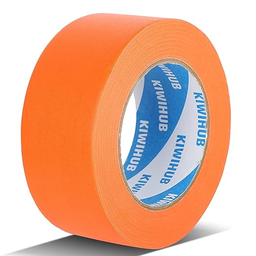 Orange Painters Tape,2 inch x 60 Yards x 3 Rolls (180 Yards Total) - Orange Masking Tape for Painting, Automotive Paint, DIY Crafting, No Residue