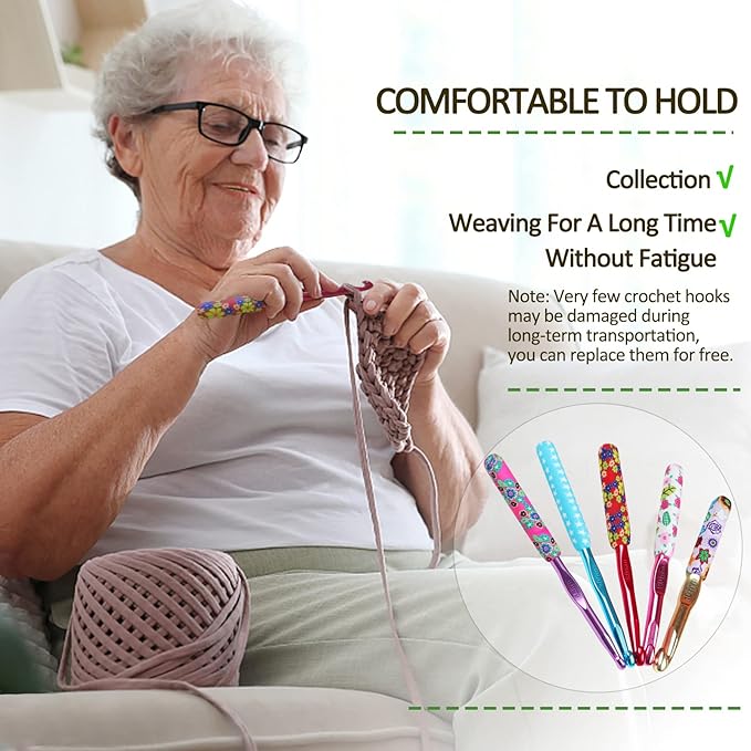 Coopay Warm Crochet Hooks Large, 10mm 9mm 8mm 7mm 6.5mm Large Crochet Hooks for Chunky Yarn Blanket Sweater Thick Wool, Big Crochet Kit for Arthritic Hands Knitting & Crochet Supplies