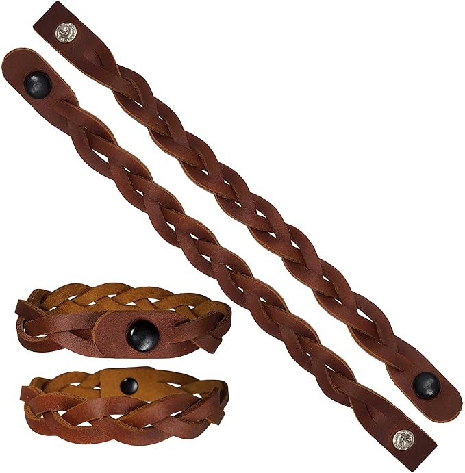 PITKA LEATHER Mixed Colors Mystery Braid Leather Bracelets Kit - 8 Leather Bracelets Braiding Ready 2 of Each Color - Made in USA