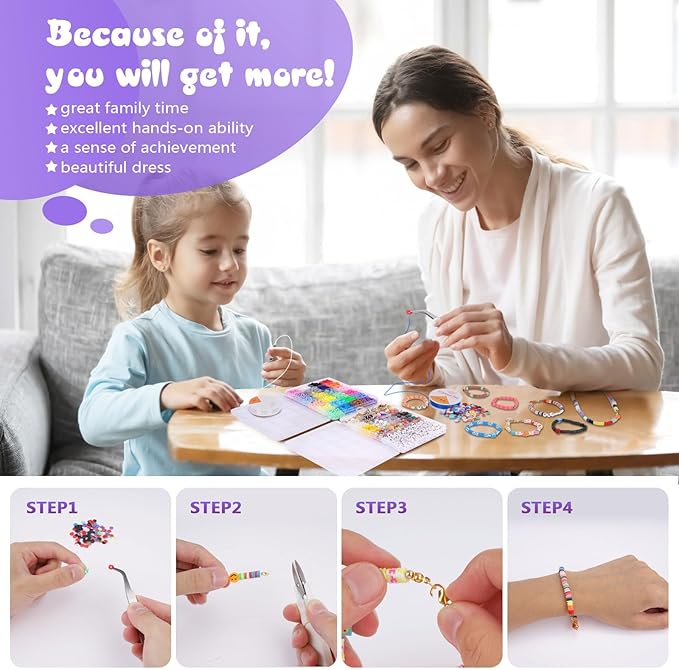 JQEEYGV Friendship Bracelet Kit, 2 Boxs 7300Pcs Clay Beads for Bracelet Making Kit with Number Letter Beads DIY Jewelry Charms Making Crafts Gifts for Girls Ages 6-12