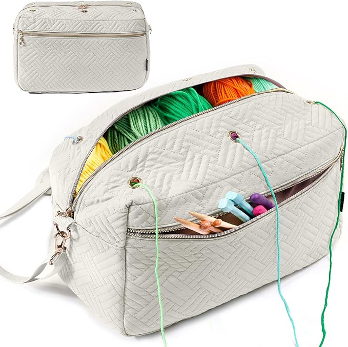 Crochet Bag Organizer - Knitting Bag - Yarn Storage Organizer - Yarn Bag for Crocheting - Yarn Holder for Crochet Accessories, Crocheting & Knitting Gifts