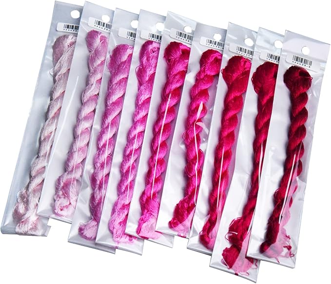 Natural 100% Silk Thread, Handmade Embroidery Thread Silk Floss 9 Colors 110m Each (39)