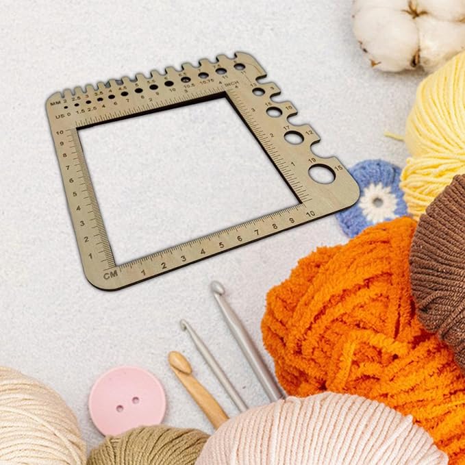 Wood Knitting Gauge Rulers Wooden Knitting Pin Gauge, Crochet Accessories, DIY Craft Designers Household Artists Crochet Hook, Style A