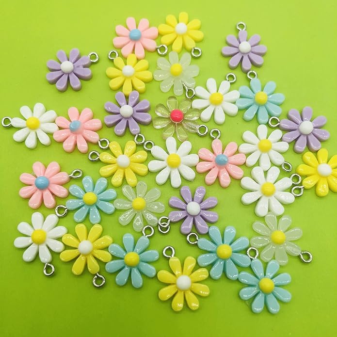 Resin Ice Cream Flower Dice Pendant Charms Colorful DIY Pendant Making Charm for Bracelet Necklace Earrings Keychain Craft