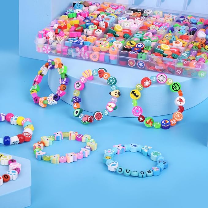 BBita 2480pcs Mouse Head Polymer Clay Beads Charms for Bracelets Making Kit Cute Fun Charms Beads Friendship Bracelet Making DIY Arts Crafts Birthday Gifts Toys for Kids Girls