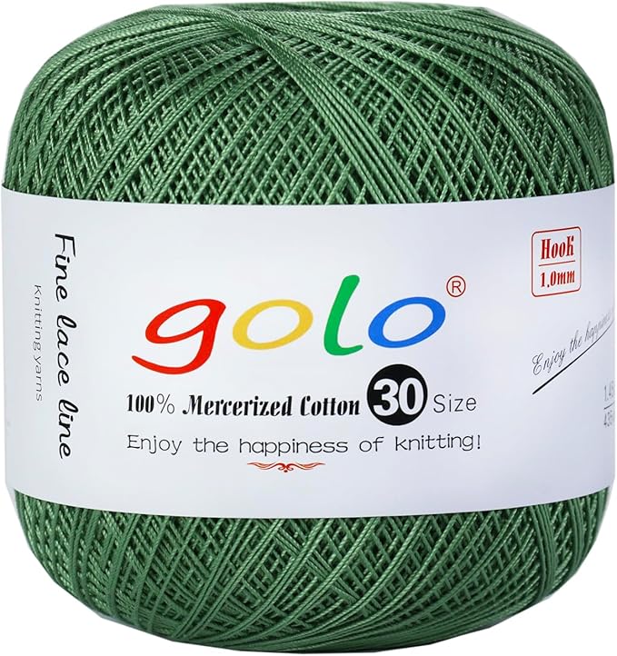 golo Crochet Thread Size 30 Yarn for Hand Kniting Yarn for Tatting Avocado 267