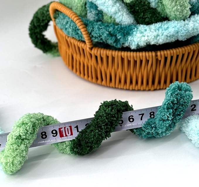 8 Jumbo Packs Chunky Chenille Yarn for Crocheting, 31.7 yds, 8 oz Each Skein Bulky Thick Fluffy Yarn for Knitting, Super Bulky Chunky Yarn for Hand Knitting Blanket, Soft Plush - Muti Green