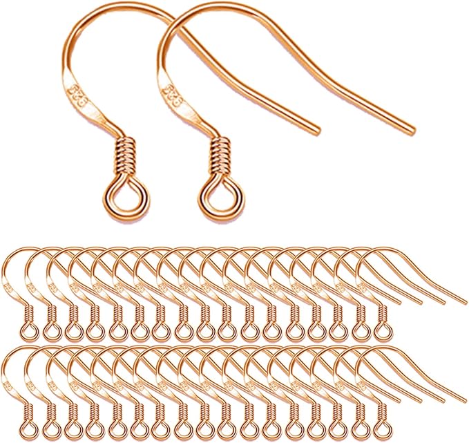 rose gold earring hooks, 240pcs earrings making kit with hypoallergenic ear hooks, jump rings and clear rubber earring backs for diy jewelry making