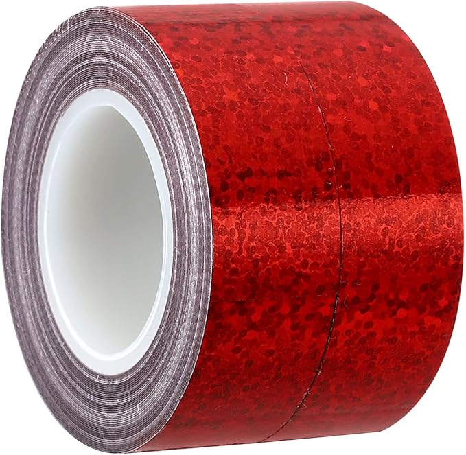 PATIKIL Glitter Sparkle Tape 15mm x 5m, 2 Pack Holographic Art Decorative Masking Tapes Self-Adhesive for DIY Scrapbook Art Craft Wrapping, Red