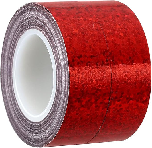 PATIKIL Glitter Sparkle Tape 15mm x 5m, 2 Pack Holographic Art Decorative Masking Tapes Self-Adhesive for DIY Scrapbook Art Craft Wrapping, Red