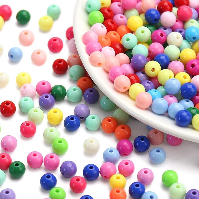 bonny boxx 200pcs 10mm smooth mix colors acrylic round beads, plastic resin bubblegum balls chunky gumball beads for necklace and bracelet making, crafting supplies