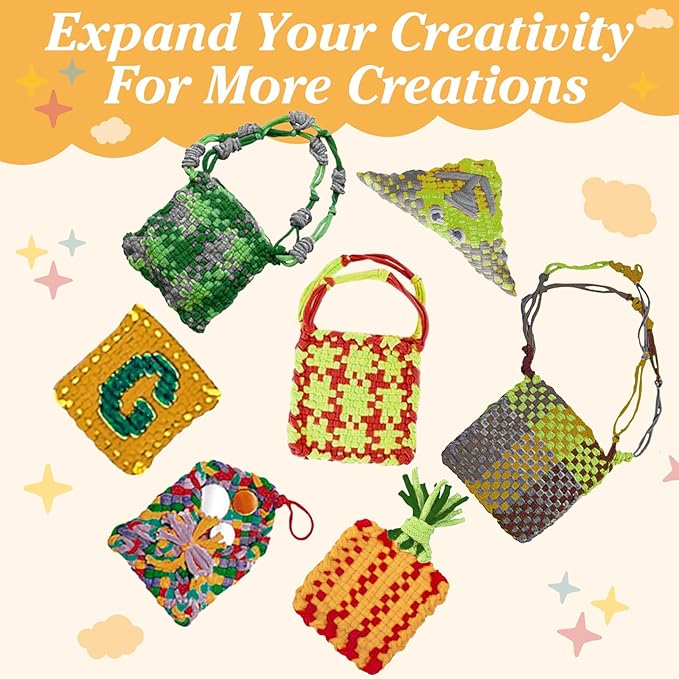 Naozinebi Green Loom Loops Potholder Brown Weaving Loom Loops Potholder Loops Elastic Weaving Craft Mother's Day Gifts DIY Flexible Kit Muti-Colored Weaving Crafts for Adults DIY Crafts Supplies
