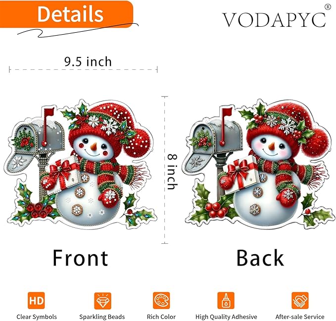 VODAPYC Christmas Diamond Art Hanging Kits for Adults, DIY Special Shaped Diamonds Painting Window Pendant Ornament for Home Decor (Snowman-3)
