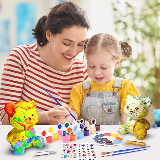 Cokiki Paint Your Own Bear Lamp Kit, Art Supplies DIY Crafts Night Light Painting Kit, Arts and Crafts for Kids Ages 8-12, Birthday Party Holiday Creative Gift for Girls Boys Ages 6 7 8 9 10 11 12+