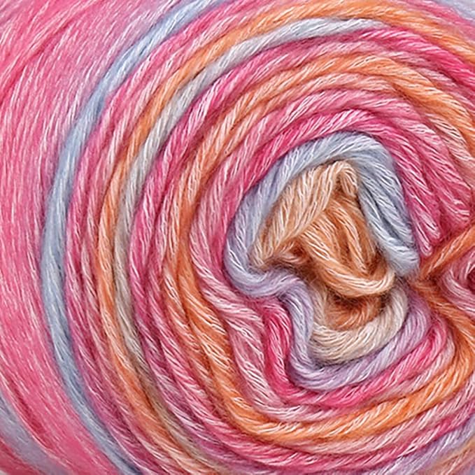 Crocheting Knitting-Gradient Cake Yarn, Soft Multicolor Medium-Fine Blended Yarn, Weight 100 Grams, Contains 60% Cotton 30% Acrylic 10% Wool. Suitable for Scarf, Gloves, Shawl, Blanket.(1155)