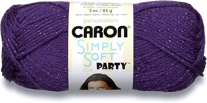 Caron Simply Soft Party Purple Sparkle Yarn - 3 Pack of 85g/3oz - Acrylic - 4 Medium (Worsted) - 164 Yards - Knitting/Crochet