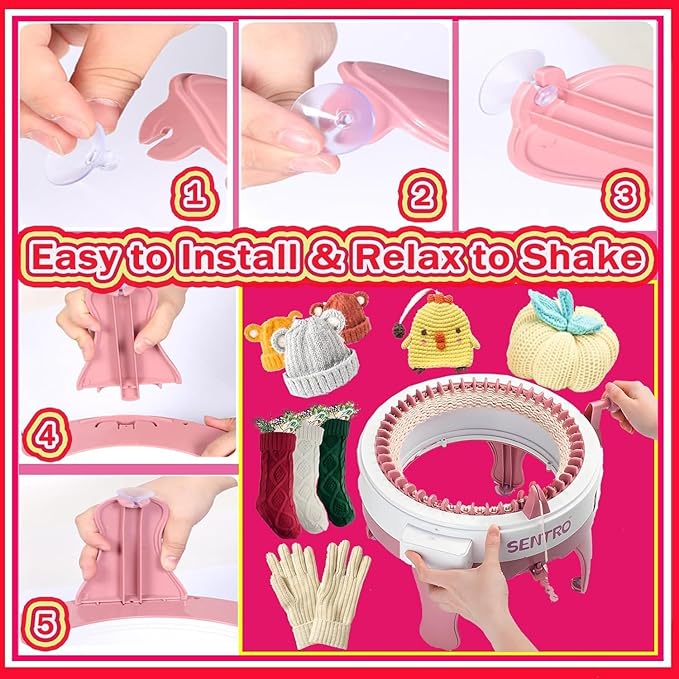 Sentro Knitting Machine, Sentro 40 Needles Knitting Machine Automatic Circular Weaving Spinning Knitting Loom Machine Kit for Adults and Beginners for Scarf/Hats/Sweater/Kintting Toys