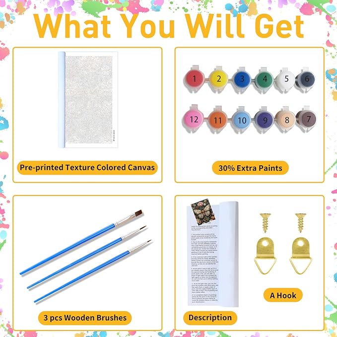 Paint by Numbers for Adult, Butterfly Paint by Numbers Kit for Adults Beginners, DIY Acrylic Oil Painting Kits with Brushes for Home Wall Decor 16x20Inch