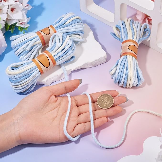 98.46 Feet Light Blue 3mm Macrame Cord Twisted Soft Macrame Rope Segment Dyed Decorative Cord Sewing Twine Craft Thread for DIY Crafts Knitting Plant Hangers Christmas Wedding Decoration