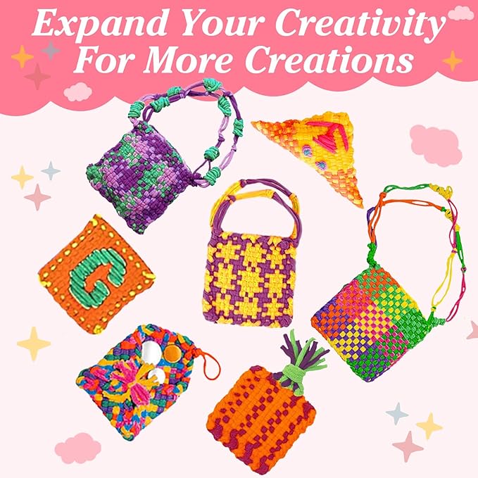 Naozinebi Pastel Loom Loops Potholder Rainbow Weaving Loom Loops Potholder Loops Elastic Weaving Craft Mother's Day Gifts DIY Flexible Kit Colorful Weaving Crafts for Adults DIY Crafts Supplies