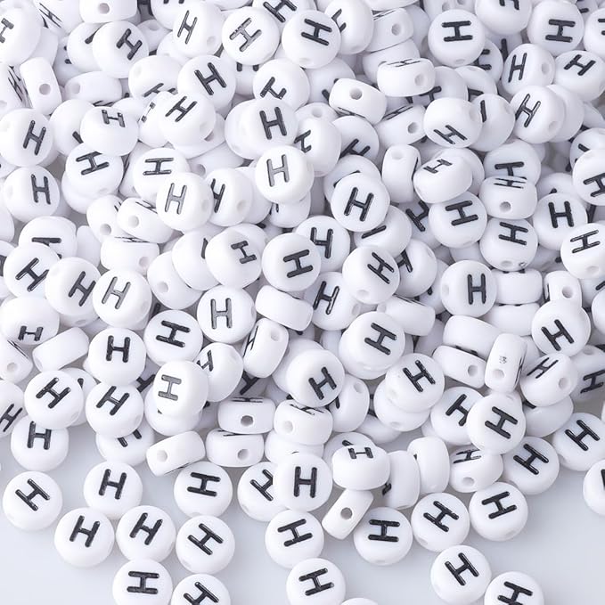 500pcs Letter H Beads Bulk, Letter Beads, Alphabet Bead for Friendship Bracelets, Jewelry Making Supplies,DIY Making Kit