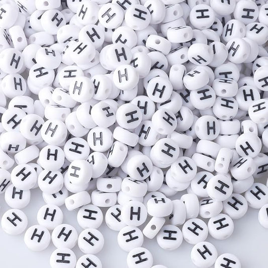 500pcs Letter H Beads Bulk, Letter Beads, Alphabet Bead for Friendship Bracelets, Jewelry Making Supplies,DIY Making Kit