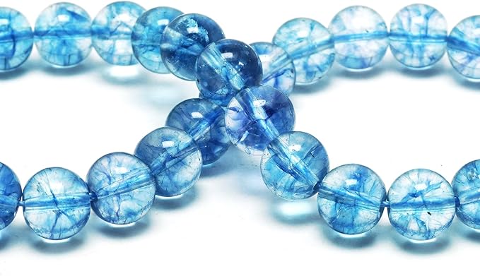 Crystal Round Beads for Jewelry Making - 10mm Glass Craft Beads for Bracelets(35-38pcs, Blue Crystal)